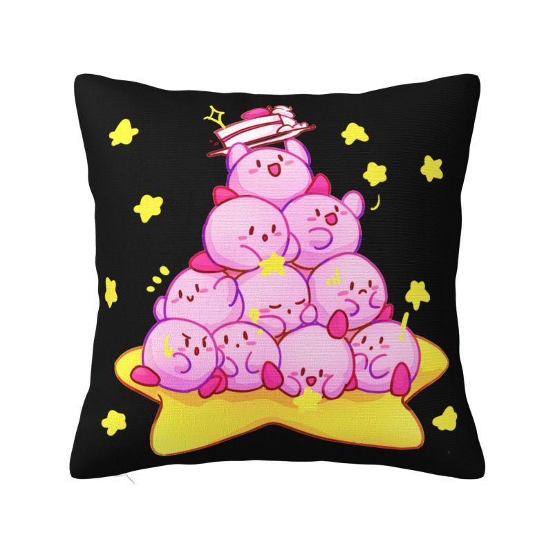 Custom Kirbys Video Game Cushion Cover Cartoom Anime Velvet Modern Pillow