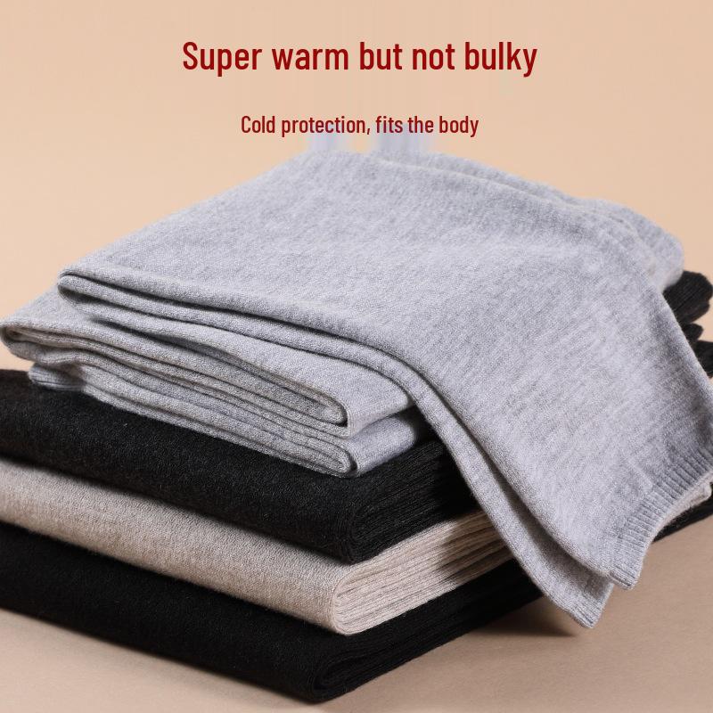 Unisex Thin Wool Knit Base Layer Pants: High Waist, Warm & Thick for Autumn/Winter