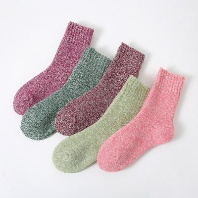 5/10 Pairs Comfortable Casual and Versatile Thickened Warm Autumn Winter Socks Solid Color Mid Calf Women's Double Threaded Looped Socks