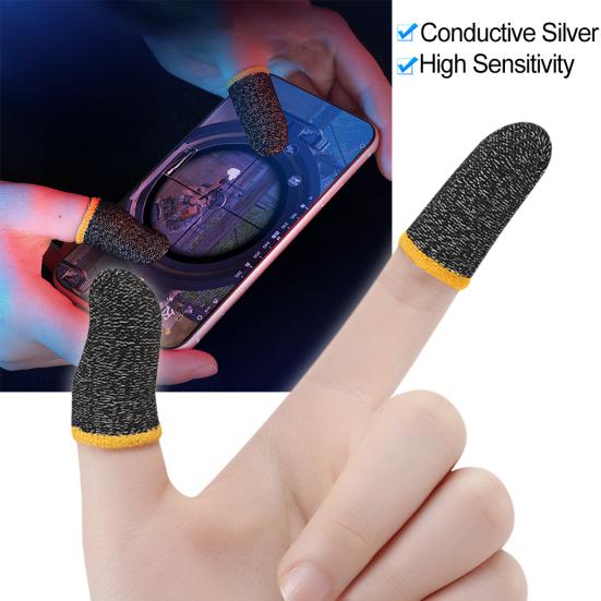 2Pcs Sweat Proof Carbon Fiber Mobile Game Finger Sleeves Cots Thumb Protector