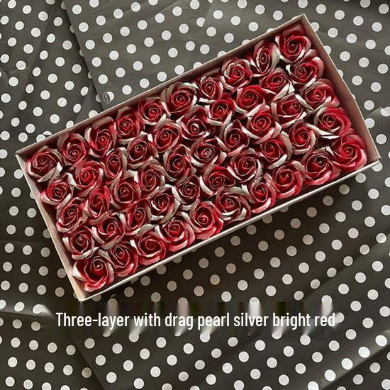 Eisblaue dreilagige Rosen-Seifenblume mit Basisstütze - DIY handgefertigte florale Materialien