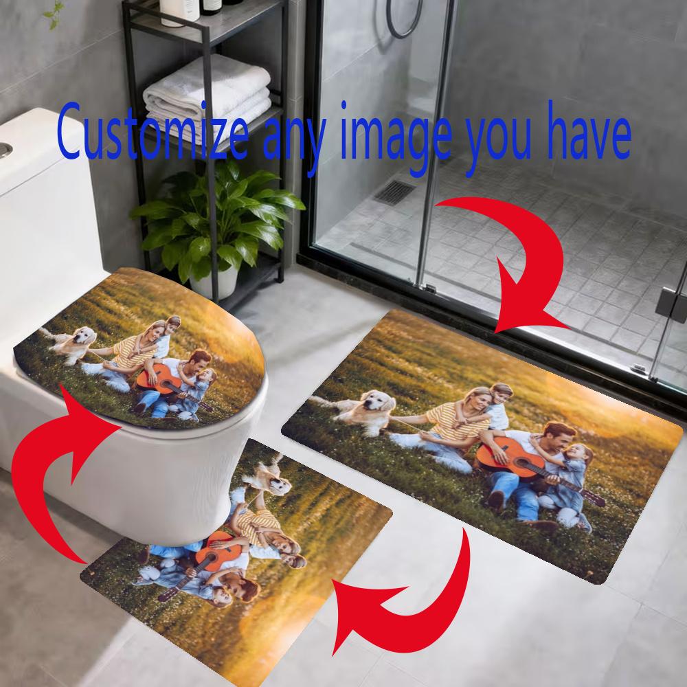 Customize Photo Logo Bathroom Mat Set 3Pcs Bath Mats Set For Home Decoration Bathroom Decor Elegant Floor Mats