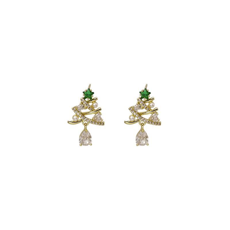 Women's Exquisite Rhinestone Christmas Tree Stud Earrings - Elegant and Versatile for a Festive Atmosphere