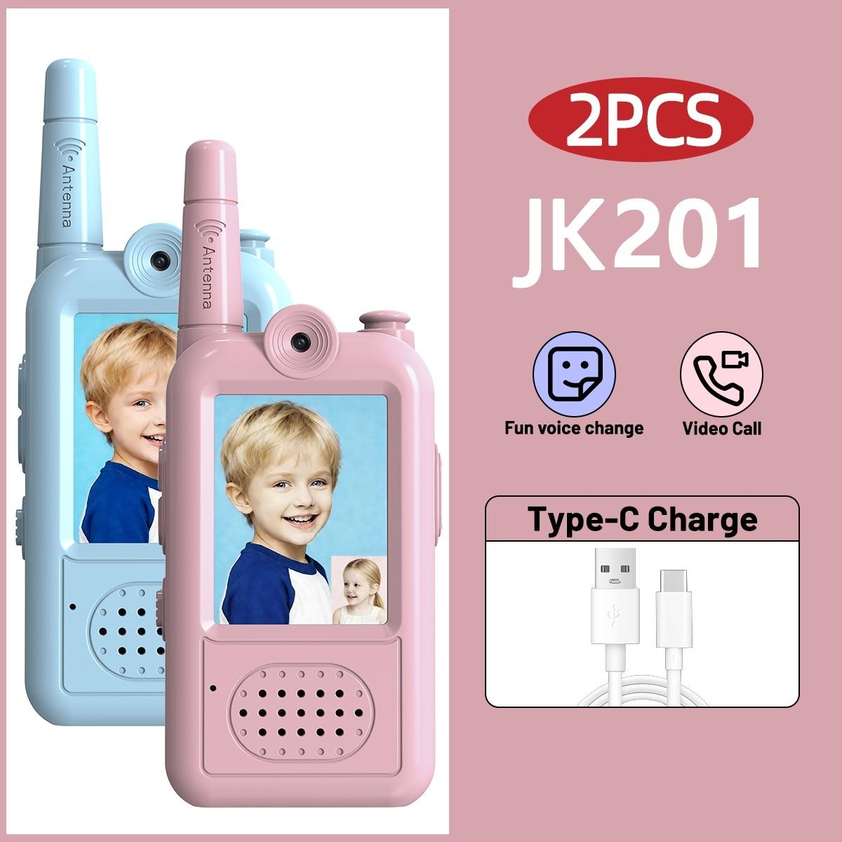 AIRITON JK201 Talkie-walkie Vidéo pour Enfants Rechargeable Intérieur Extérieur Appel en Un Clic Essentiel pour le Camping Randonnée Aventures cadeau USB Plug