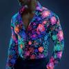 Men's Floral Print Neon Flowers Shirt Button Up Shirt Casual Dress Shirt Long Sleeve Streetwear Turndown 3D Print Collared Shirt