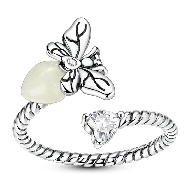 Original 925 Silver Adjustable Rings Eyes Clover Cat Dog Classic Design Ring High Quality Ladies Jewelry For Vacation