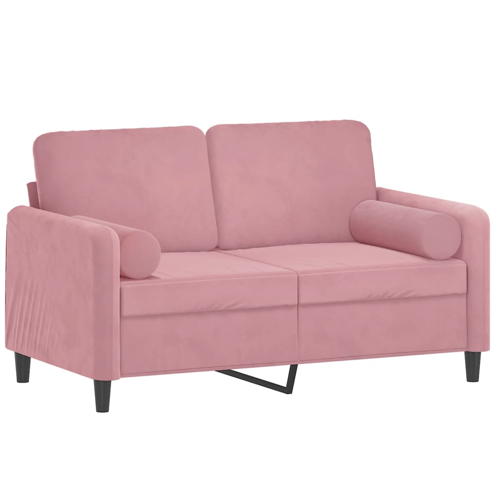 Vidaxl 2-Osobowa Sofa Z Poduszkami, Różowa, 120 Cm, Aksamit