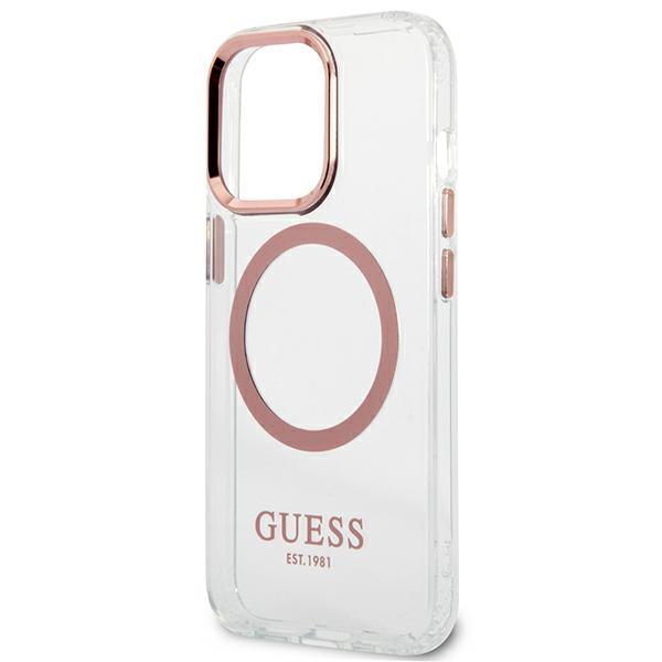 Guess Guhmp13Lhtrmp Iphone 13 Pro / 13 6,1 Różowy/Pink Hard Case Metal Outline Magsafe