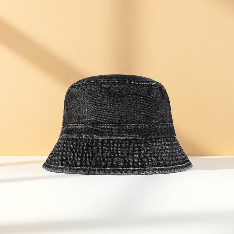Bucket hat Japanese simple casual denim bucket hat student Korean version basin hat men M(56-58cm)