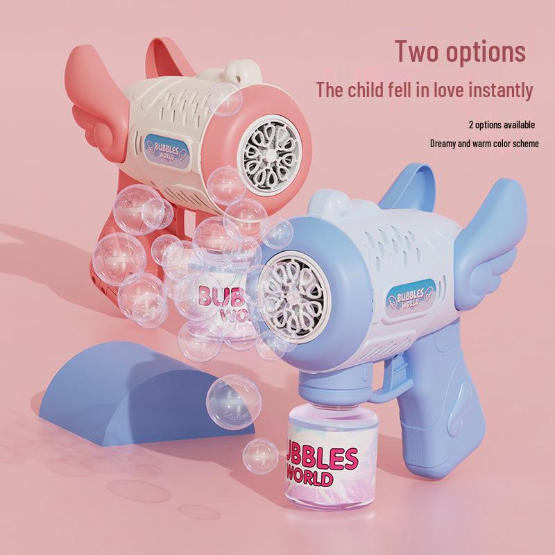 Angel Bubble Machine: Automatic Handheld Multi-Hole Bubble Gun for Kids - Perfect for Parties and Weddings.