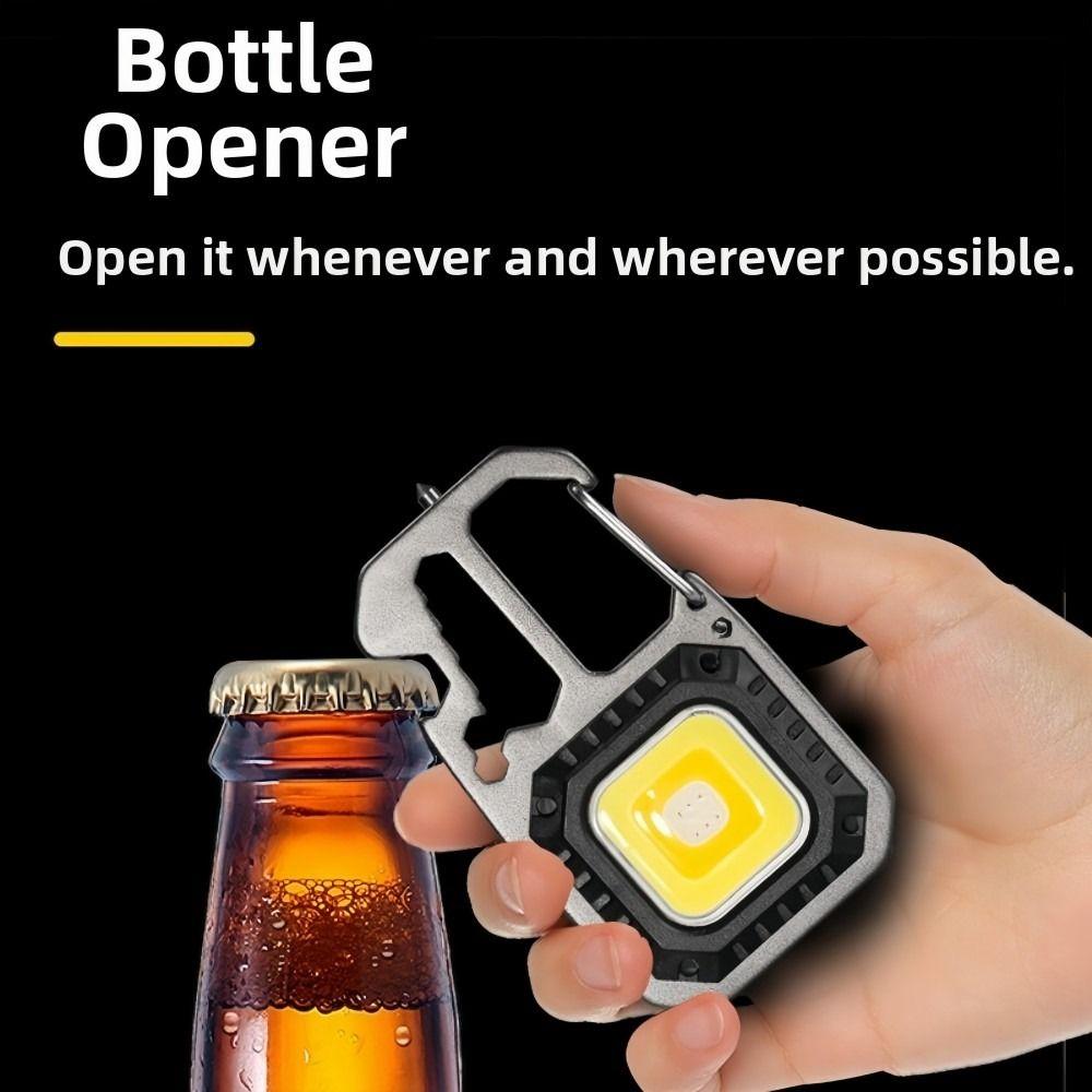 Portable LED Keychain Light with Wrench Screwdriver Safety Hammer Mini Flashlight Pocket Design Rechargeable Work Light