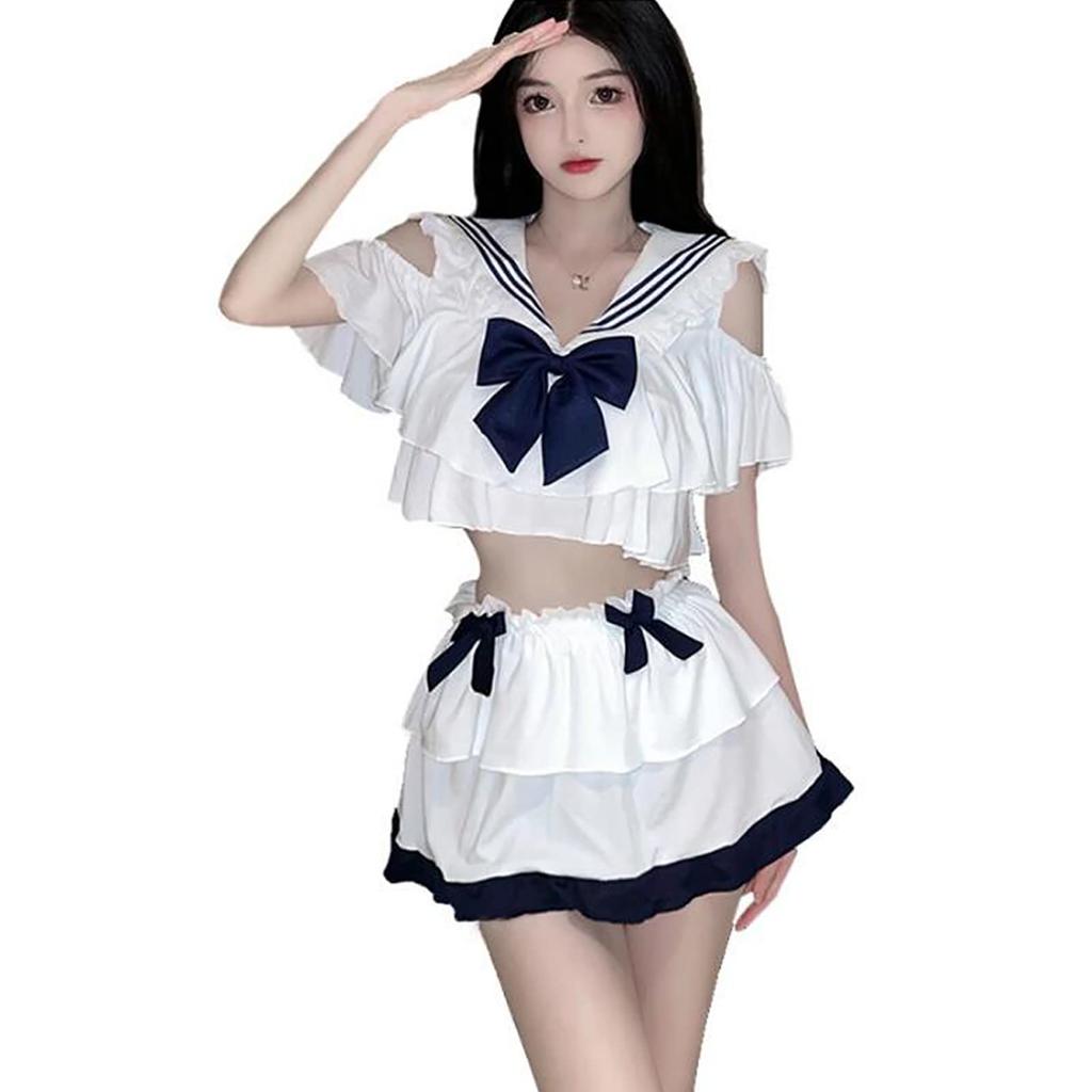 Sexy Sailor Uniform Extremely Erotic Cute High School Maid Style Popular Cosplay Uniform [LIKENNY] Cosplay, See-Through, Miniskirt, Uniform,