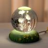 3D Crystal Ball Rose Carnation Flower Crystal Ball Night Light with Glowing Base Glass Ball Ornaments Mother's Day Birthday Gift
