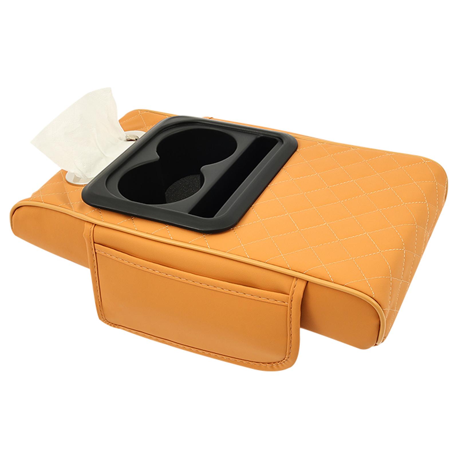 Car Armrest Mat Center Console Arm Rest Cushion Armrest Box Protection Cover Heightening Pad with Tissue Box and Cup Holder