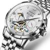 OLEVS Mechanical Automatic Winding Moon Phase Stylish Skeleton Waterproof Popular Watch Luminous Watch for Men White Men's