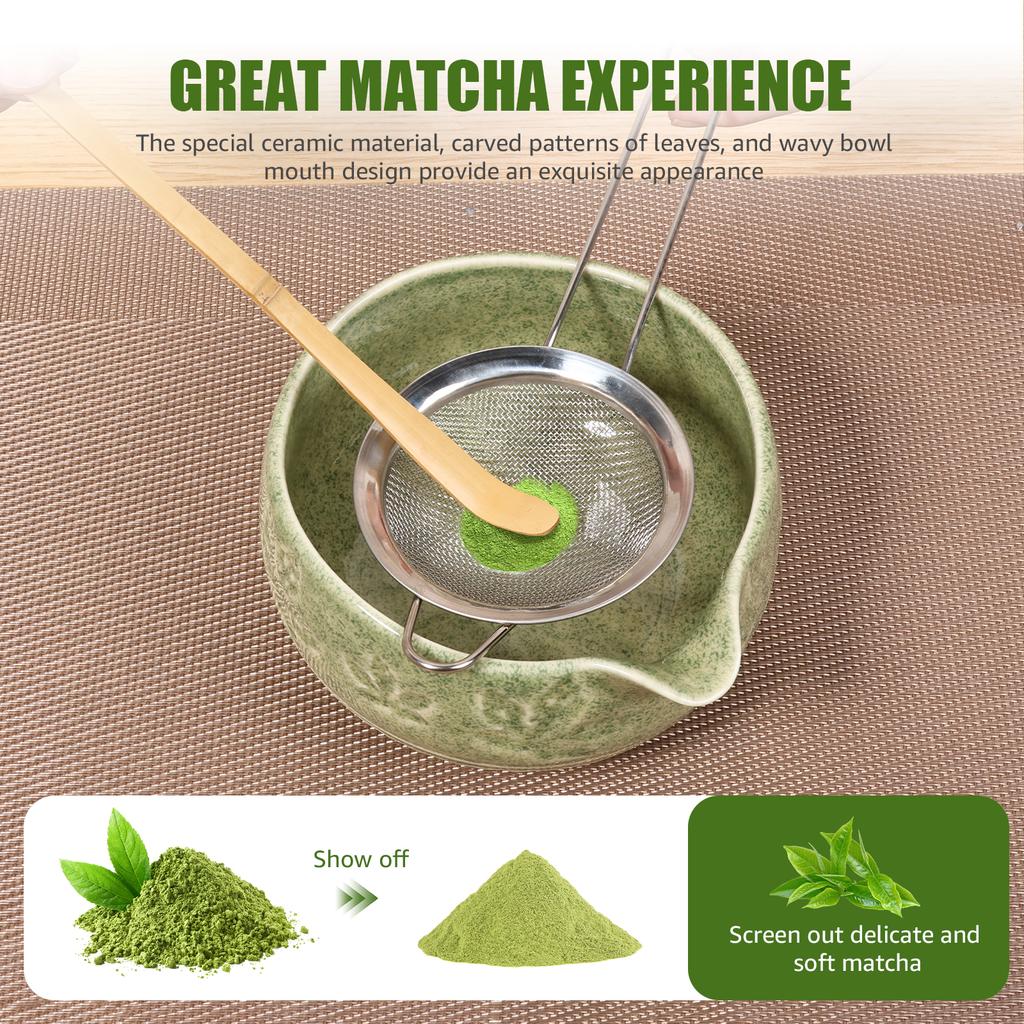 Matcha Bowl and Whisk Holder Set Japanese Matcha Tea Mixing Tool Tea Bowl Whisk Stand for Beverage Shop Cafe Matcha Drink Making