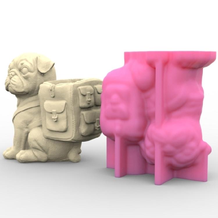 Pug Shaped DIY Vase Mold for Crafting Concrete and Epoxy Candle Holders