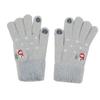 Korean Touchscreen Christmas Aesthetic Cute Snowman Embroidered Plush Gloves Women Winter Fleece Warm Gloves