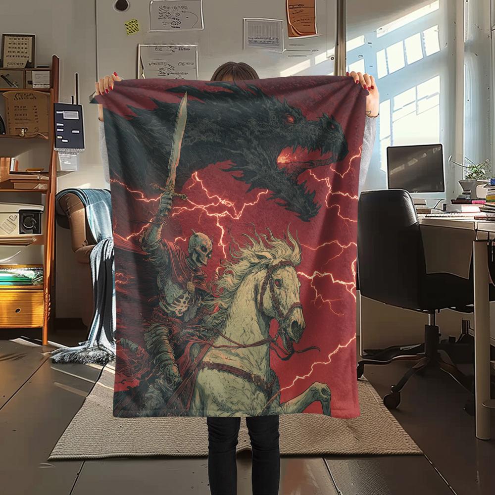 Dragons  Print Flannel Blanket, High quality Comfortable for All Seasons, Home Decor, Warmth and Comfort