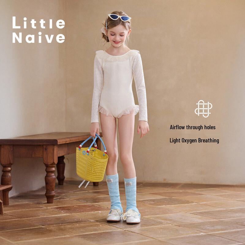 Little Naive Children's Ruffle Long Sleeve One-Piece Swimsuit