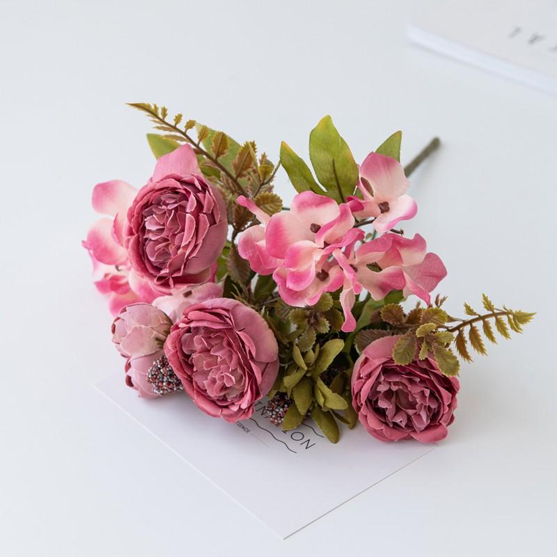 

Искусственные цветы Фестивальная гирлянда Свадьба Сад Роза Бутон Арка Искусственный букет пионов brialВаза КомнатаДомашнее украшение Шелковая гортензия 1pc розы красного