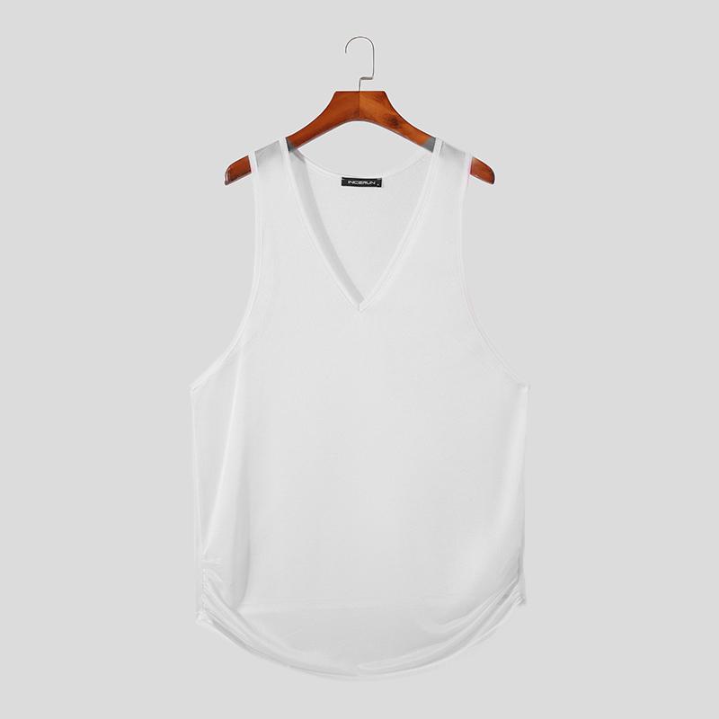 INCERUN Ανδρικό διαφανές γιλέκο για πάρτι με αμάνικο φανελάκι