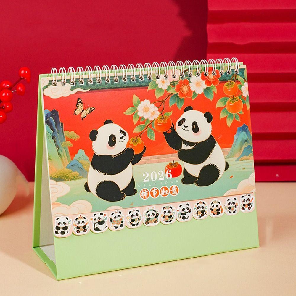 Chinese Style 2026 Desk Calendar Coil Binding Monthly Planner Schedule Planner  Desktop Decoration