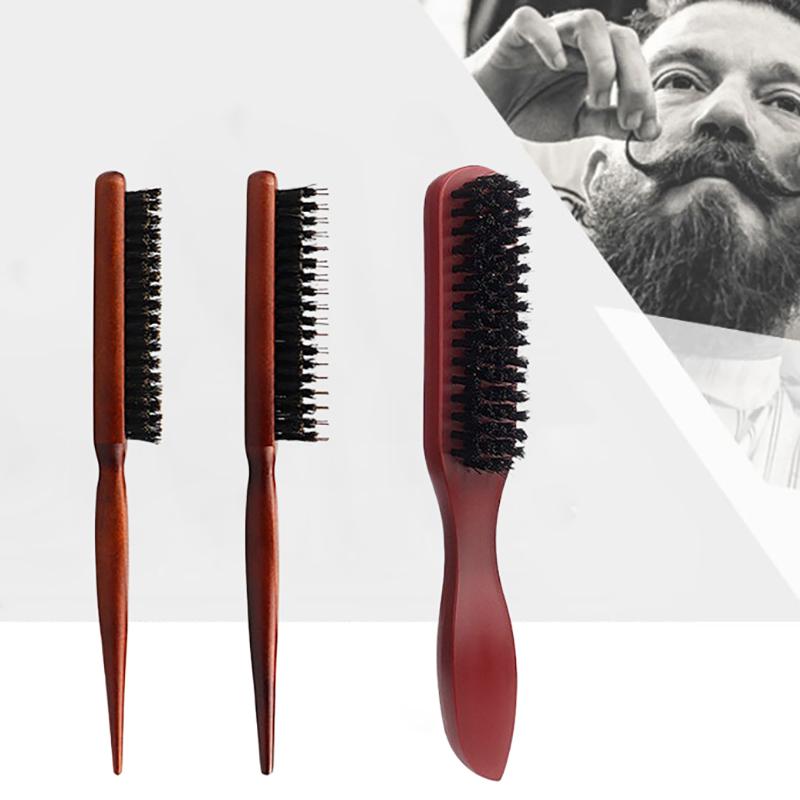 2Pcs Premium Bristle Hairbrush With Wooden Handle-Reduces Frizz And Static- Scalp Massage Bristle Brush Set For All Hair Types