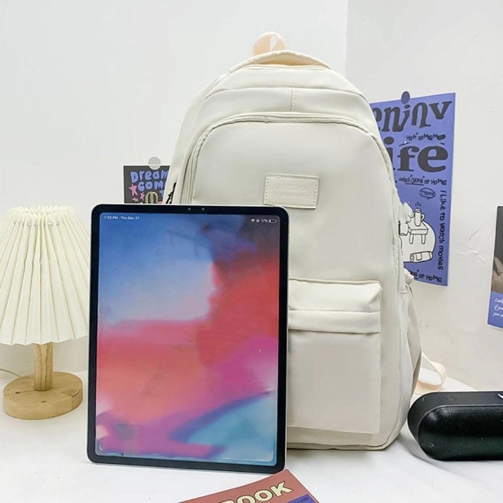 Simple Large Capacity Backpack Solid Color College Backpack Durable Laptop School Bag Outdoor