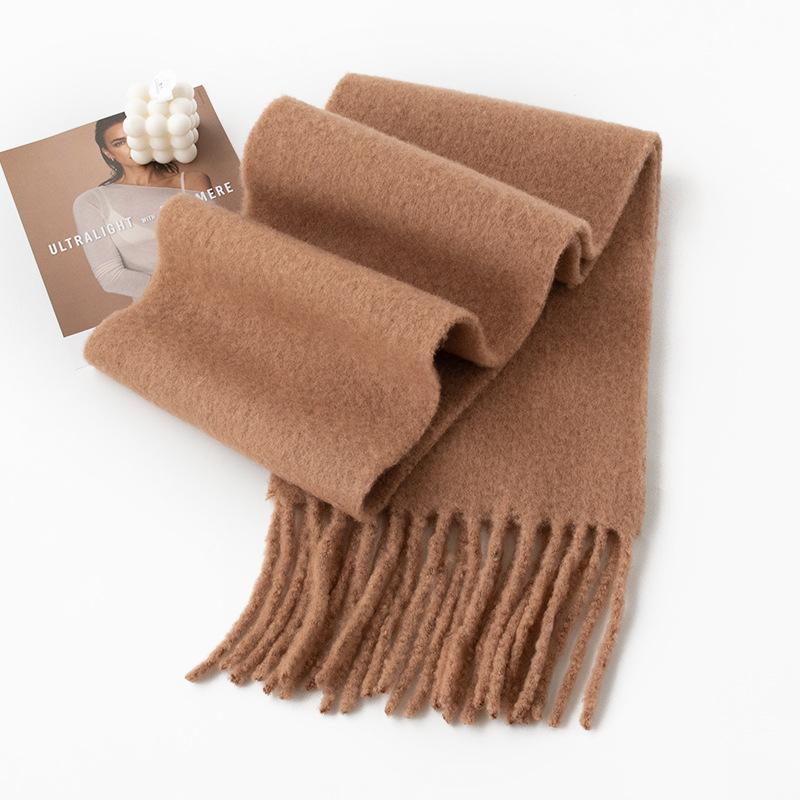 Iceland Blue Wool Scarf Autumn and Winter Solid Color Versatile Cashmere Feel Scarf for Men and Women Thickened Warm Scarf
