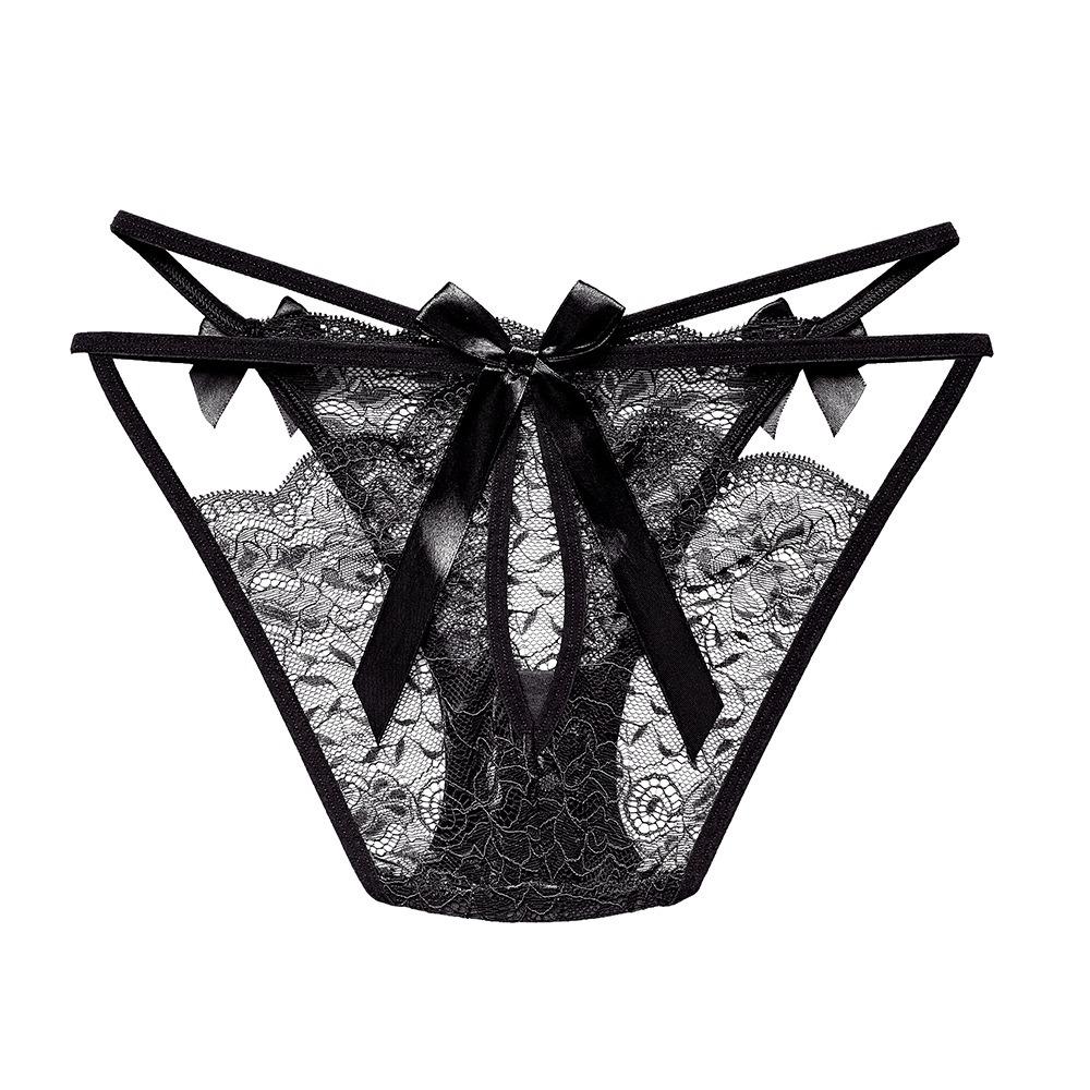 Sexy Lace Pure Lust Seduction Women's Briefs Mood Hollow Bow Mid-waist Comfortable Cotton Crotch Girl Panties