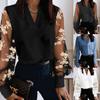 Fashion Elegant V Neck Lace Long Sleeve Pullover Blouse For Women
