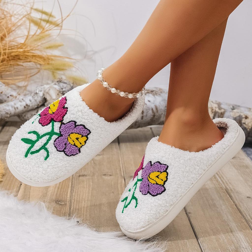 Fashion Women Winter Slippers Romantic Rose Home Warm Passionate Love Comfortable Leisure Anti Slip Cotton Shoes Lover Girlfriend Gift
