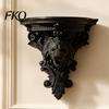 Decorative Wall Shelf Shelf, Matte Black Texture Stand, Retro Lion French Style Embossed Mounted Thickened One-Piece Structure Display Rack