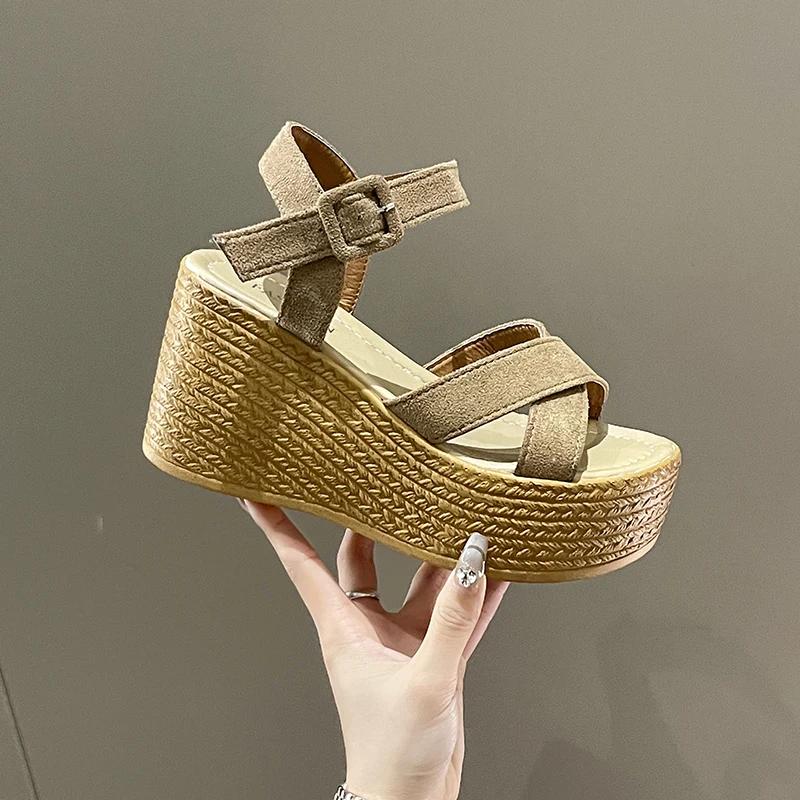 Wedge Heel Summer Fashion Platform Thick Bottom Buckle Casual Comfortable Walking Shoes Sandals for Women