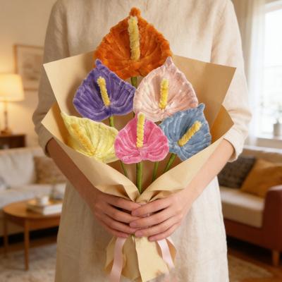 Fertige Pfeifenreiniger Blumenbasteln Handgemacht Künstliche Calla-Lilienblume für Muttertag Geburtstag Hochzeit Heimdekoration