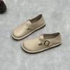 Johnature Handmade Genuine Leather Loafers Casual Women's Shoes Soft Soled Soft Cowhide Solid Color Flat Shoes