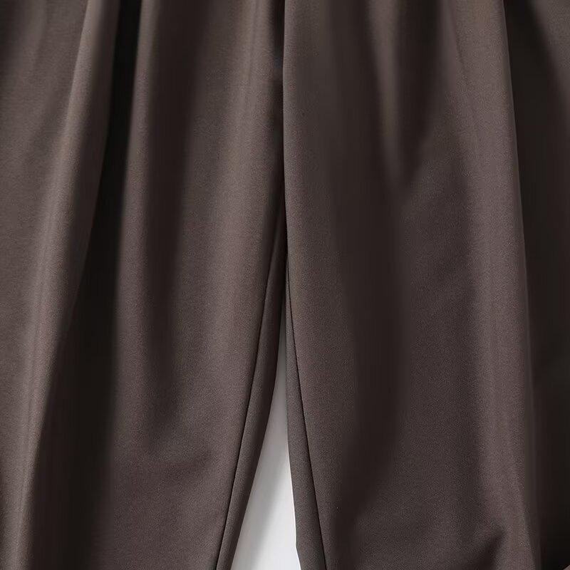 Women's Spring 2025 Double-Pleated Straight-Leg Loose Commuter Pants