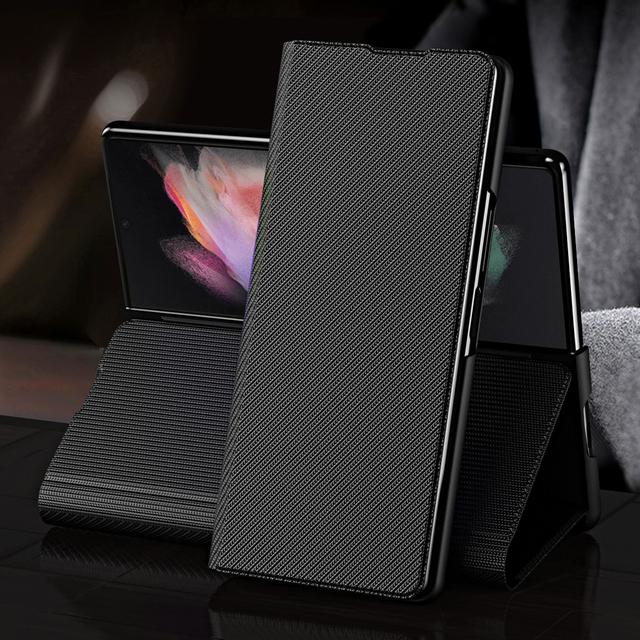 Full Beskyttelse Business Flip Lommebokdeksel For Samsung Galaxy Z Fold 3 2 Fold4 Fold 4 5g Fold3 Fold2 Luksus Støtteben Telefondeksel