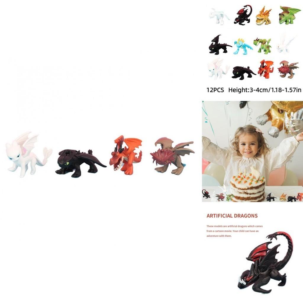123q Set Of 12 Pvc Figures From Popular How To Train Your Dragon Series