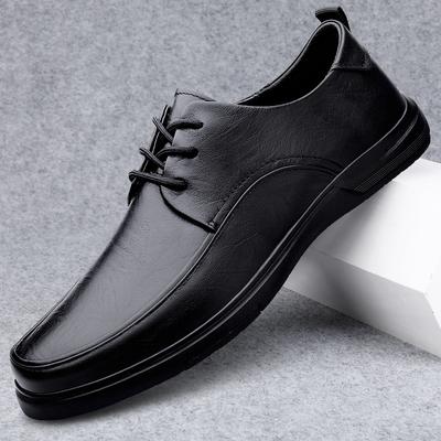 Fashion Men's Genuine Leather Lace-up Casual Shoes Breathable Men Comfortable Walking Shoes Men's Oxfords Flats Business Dress Sneakers