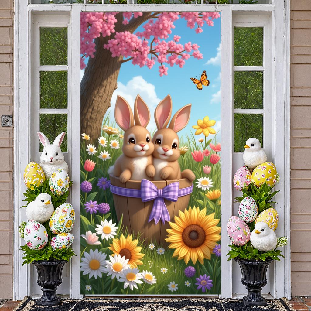 Rabbit Banner Spring Theme Spring Background Spring Display Butterfly Accent Easter Background For Holiday Decor  Shower