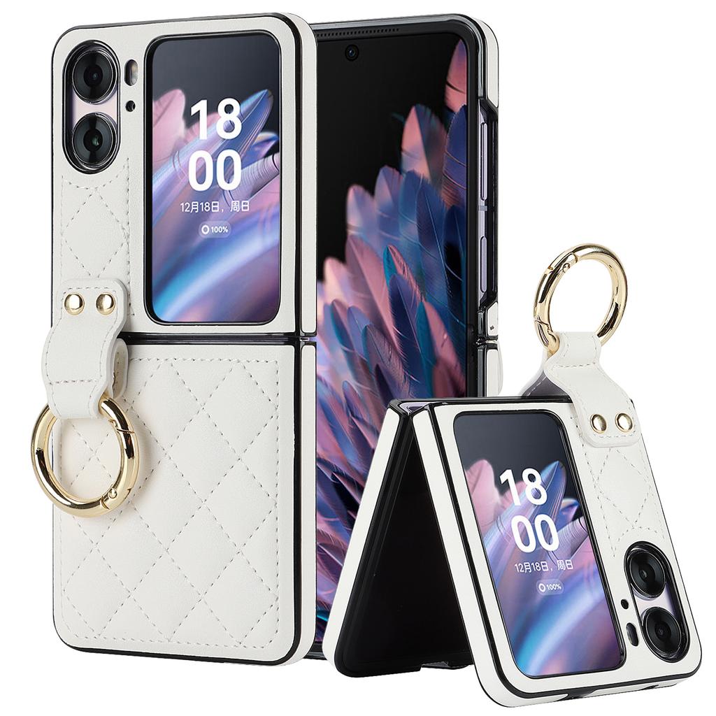 Emboss Diamond Ring Holder Leather Phone Case for OPPO Find N2 Flip 5G N2Flip CPH2437 N 2 Kickstand Ultra Thin Shockproof Cover
