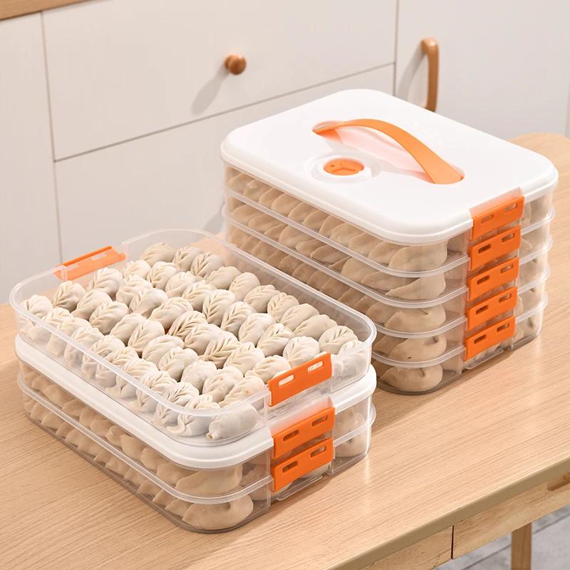 

Kitchen Food Grade Multilayer Dumpling Storage Box for Freezing and Fresh Keeping with Sealed Refrigerating Function organizer
