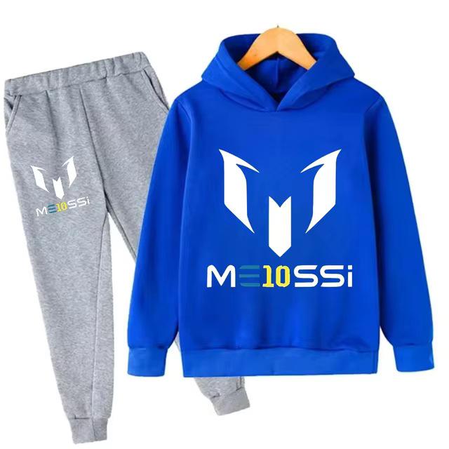 Kids' Messi Football Hoodie & Pants Set - 2-Piece Casual Sportswear for Boys & Girls, Spring & Autumn