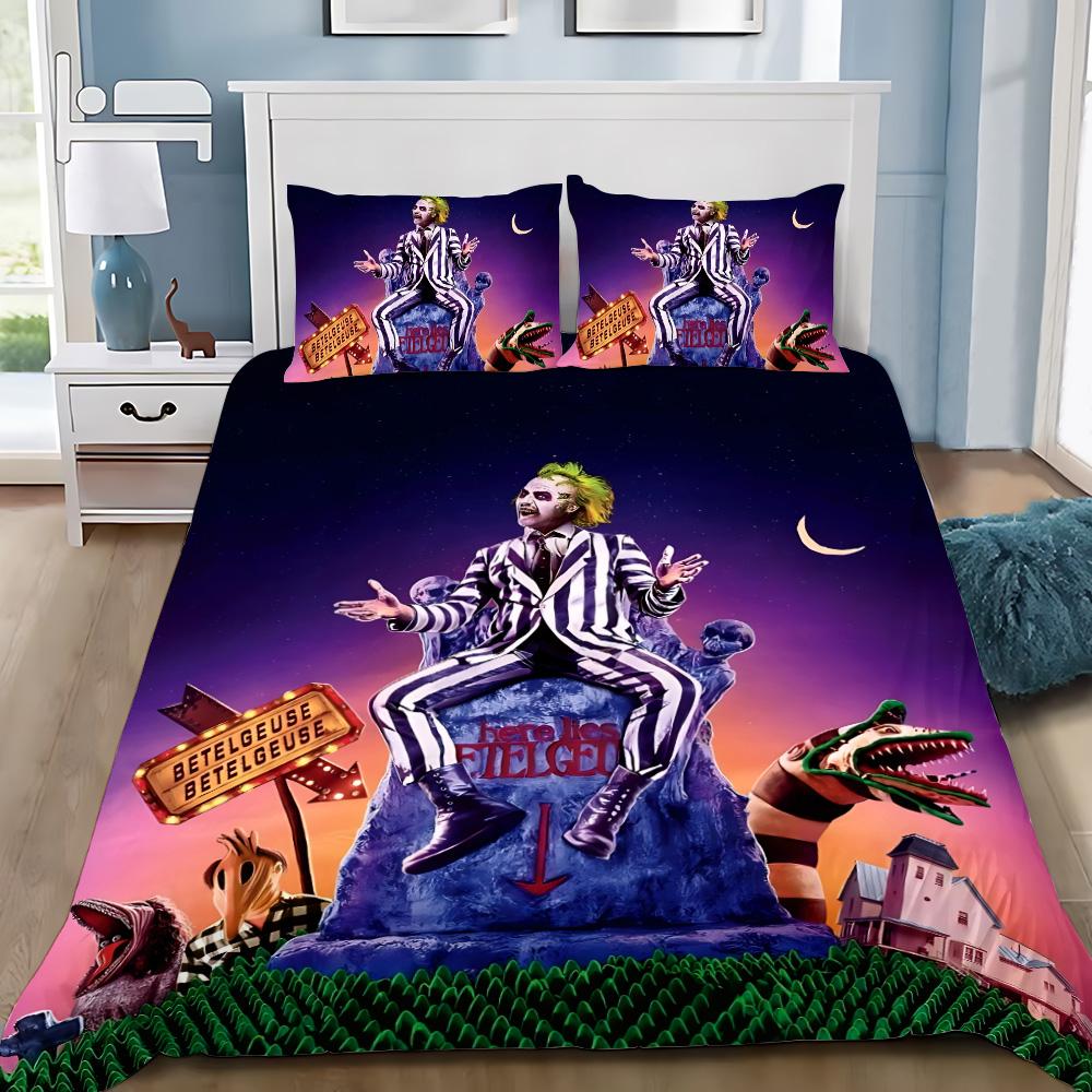 NEUES Bettwäscheset mit Bettbezug und Kissenbezug Horror B-Beetlejuices für Erwachsene Jungen Mädchen Schlafzimmer Dekoration Kinder Einzel Doppel Große Größe