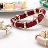 Vintage Acrylic Bamboo Beads Bracelets for Women Fashion Resin Chunky Tube Beaded Stretchy Stackable Bracelet New Jewelry Gift