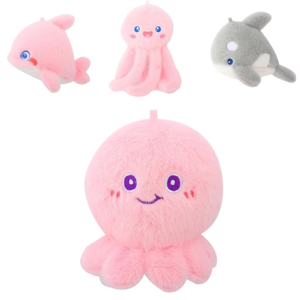 Delightful Ocean Animal Plush Keychain Assortment Available In Multiple Fun Colors