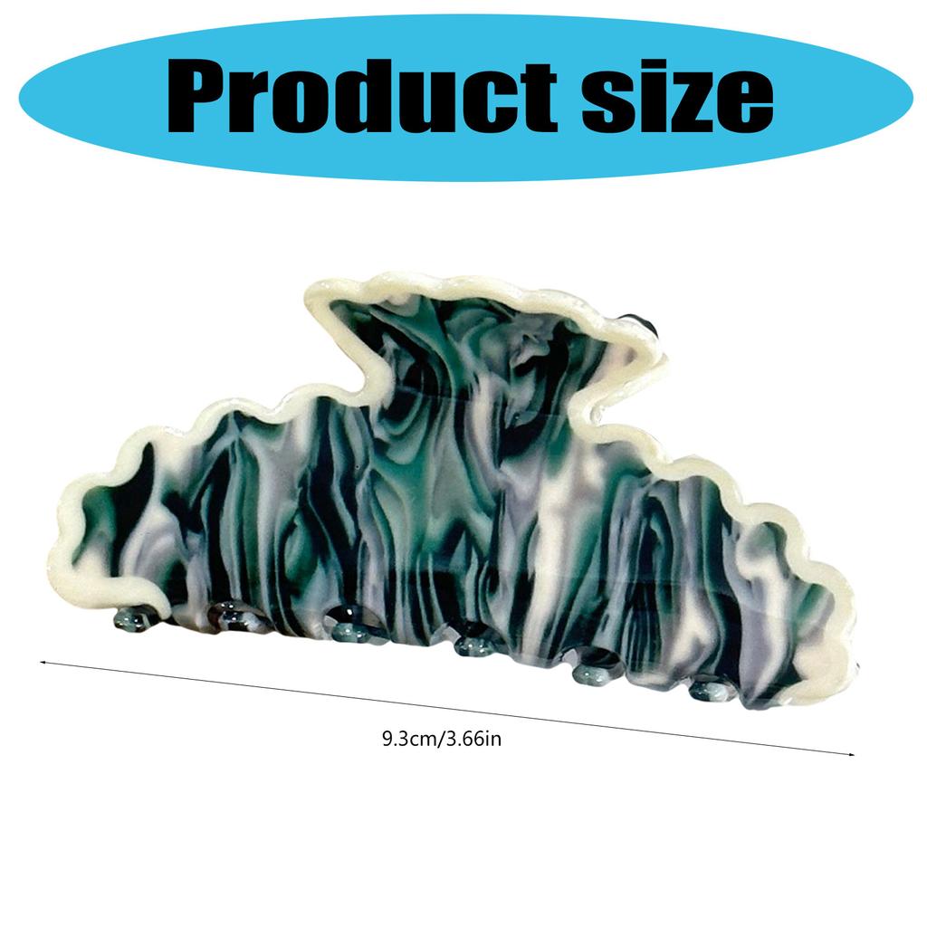 Large Hair Claw Clip Blue White Porcelain Tie Dye Pattern Lightweight Acrylic Hair Accessory 12 Color Options