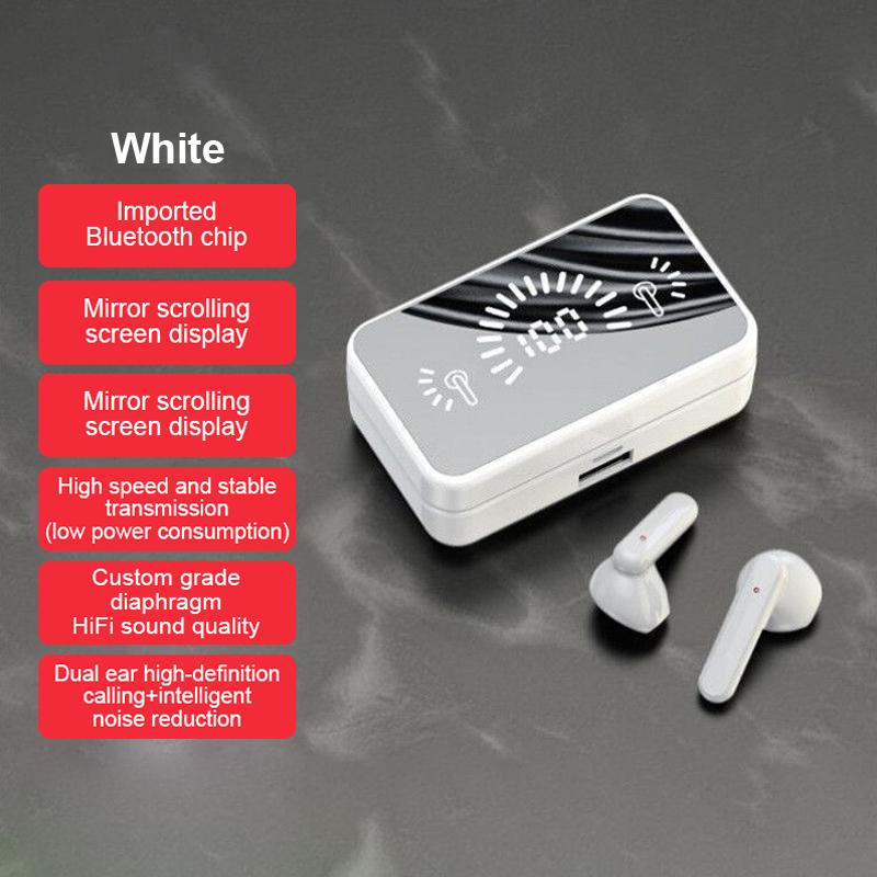 Mirror Bluetooth Headset TWS Touch With Digital Display Smart Headset Stereo Hifi Sound Effect Waterproof And Sweatproof
